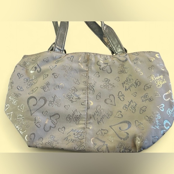 Y2K Baby Girl Heart Print Metallic Shoulder Tote Bag - Picture 5 of 9